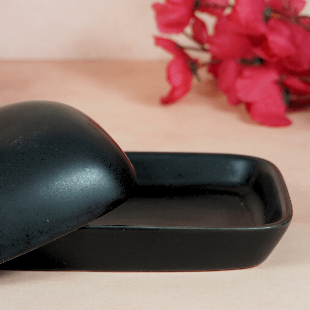 Black Ceramic Butter Dish - The Golden Theory