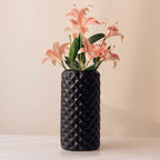 Black Ceramic Cylindrical Shaped Flower Vase - The Golden Theory