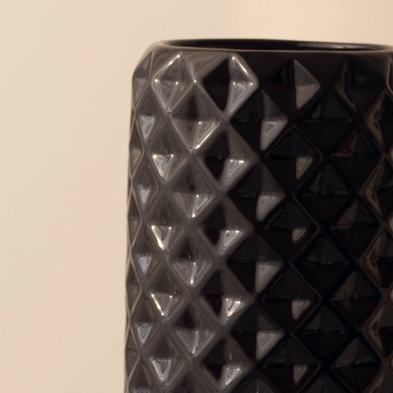 Black Ceramic Cylindrical Shaped Flower Vase - The Golden Theory