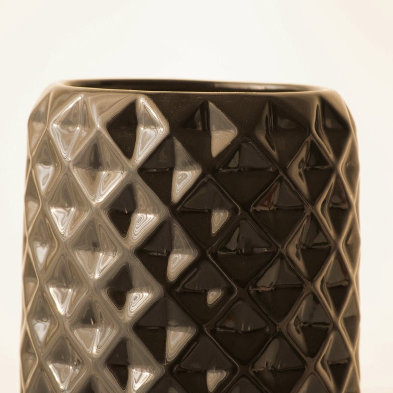 Black Ceramic Cylindrical Shaped Flower Vase - The Golden Theory
