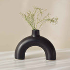 Black Ceramic Double-Leg Flower Vase