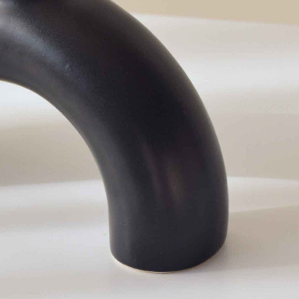 Black Ceramic Double-Leg Flower Vase