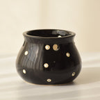 Black Ceramic Matka Shaped Planter - The Golden Theory