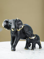 Black Elephant Figurine Set with Gold Accents - The Golden Theory