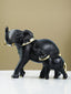 Black Elephant Figurine Set with Gold Accents - The Golden Theory