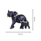 Black Elephant Figurine Set with Gold Accents - The Golden Theory