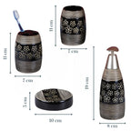 Black Floral Ceramic Bathroom Accessories Set of 4 - The Golden Theory