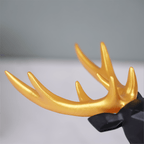 Black Geometric Deer Figurine with Gold Antlers - The Golden Theory