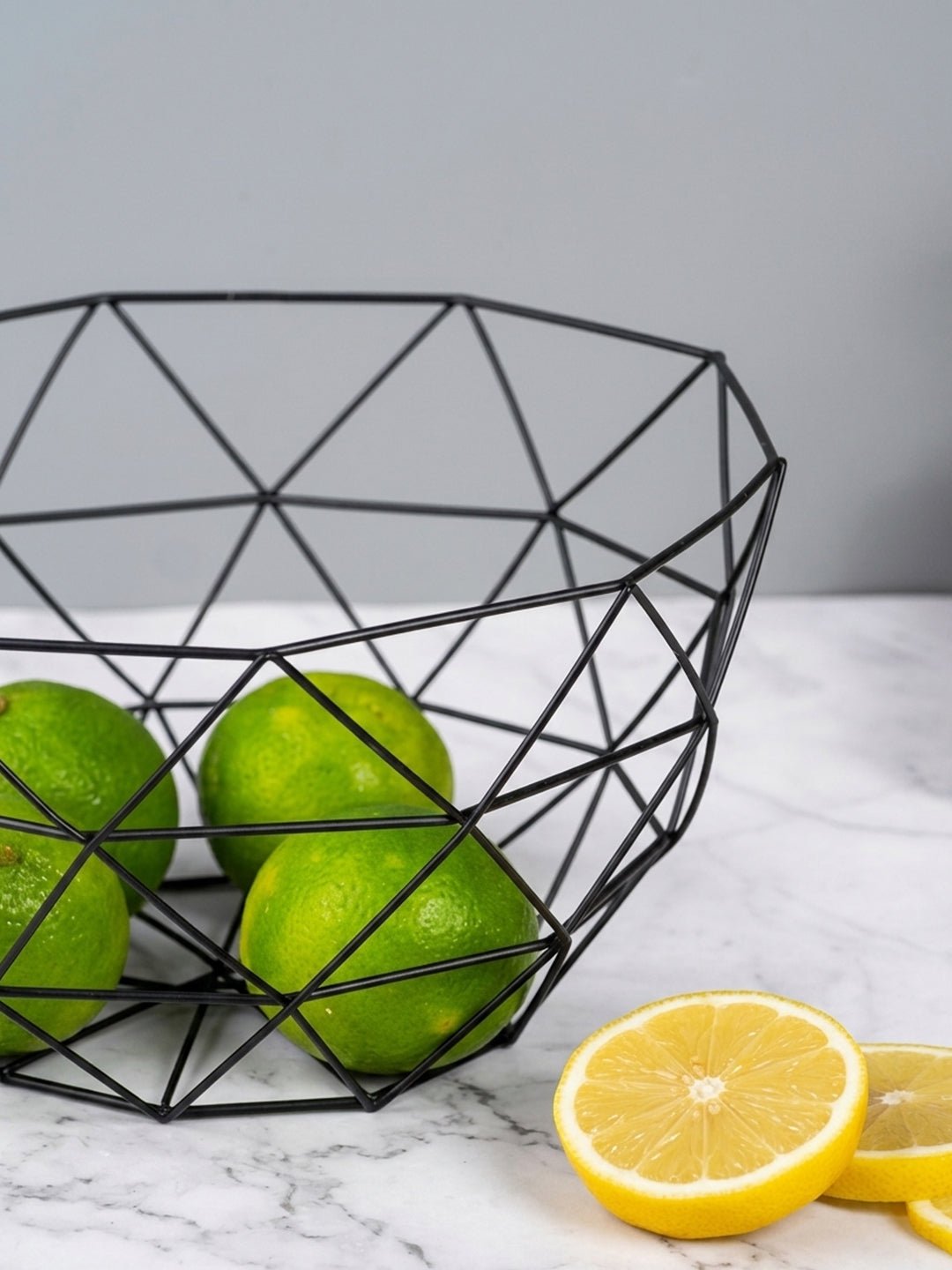 Black Geometric Metal Fruit Basket - The Golden Theory