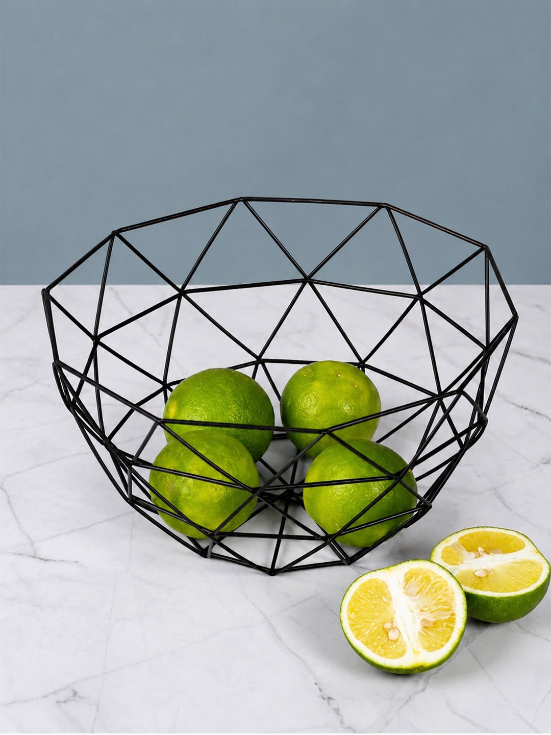 Black Geometric Metal Fruit Basket - The Golden Theory Main image