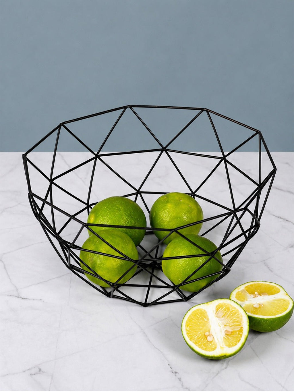 Black Geometric Metal Fruit Basket - The Golden Theory