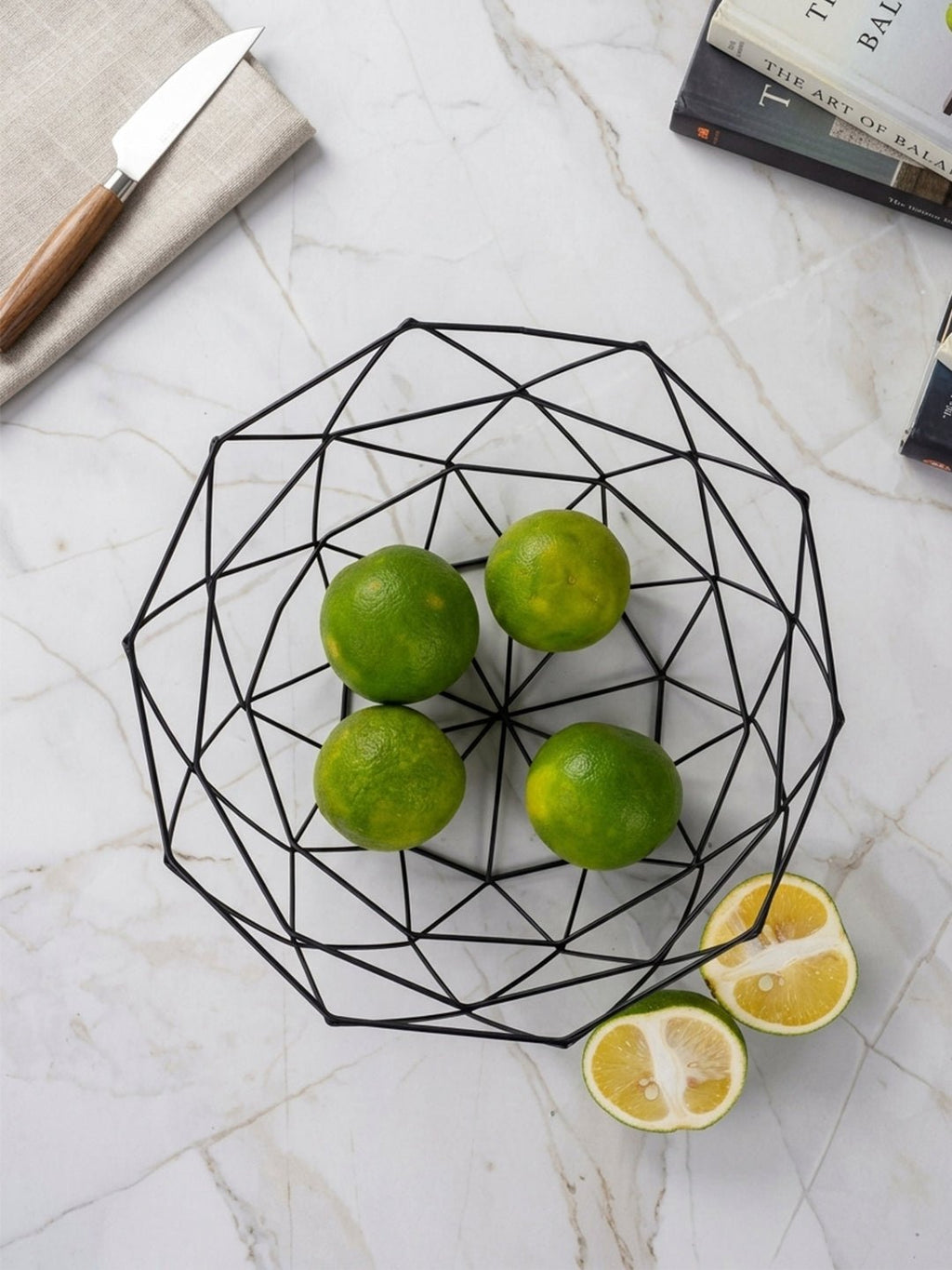 Black Geometric Metal Fruit Basket - The Golden Theory
