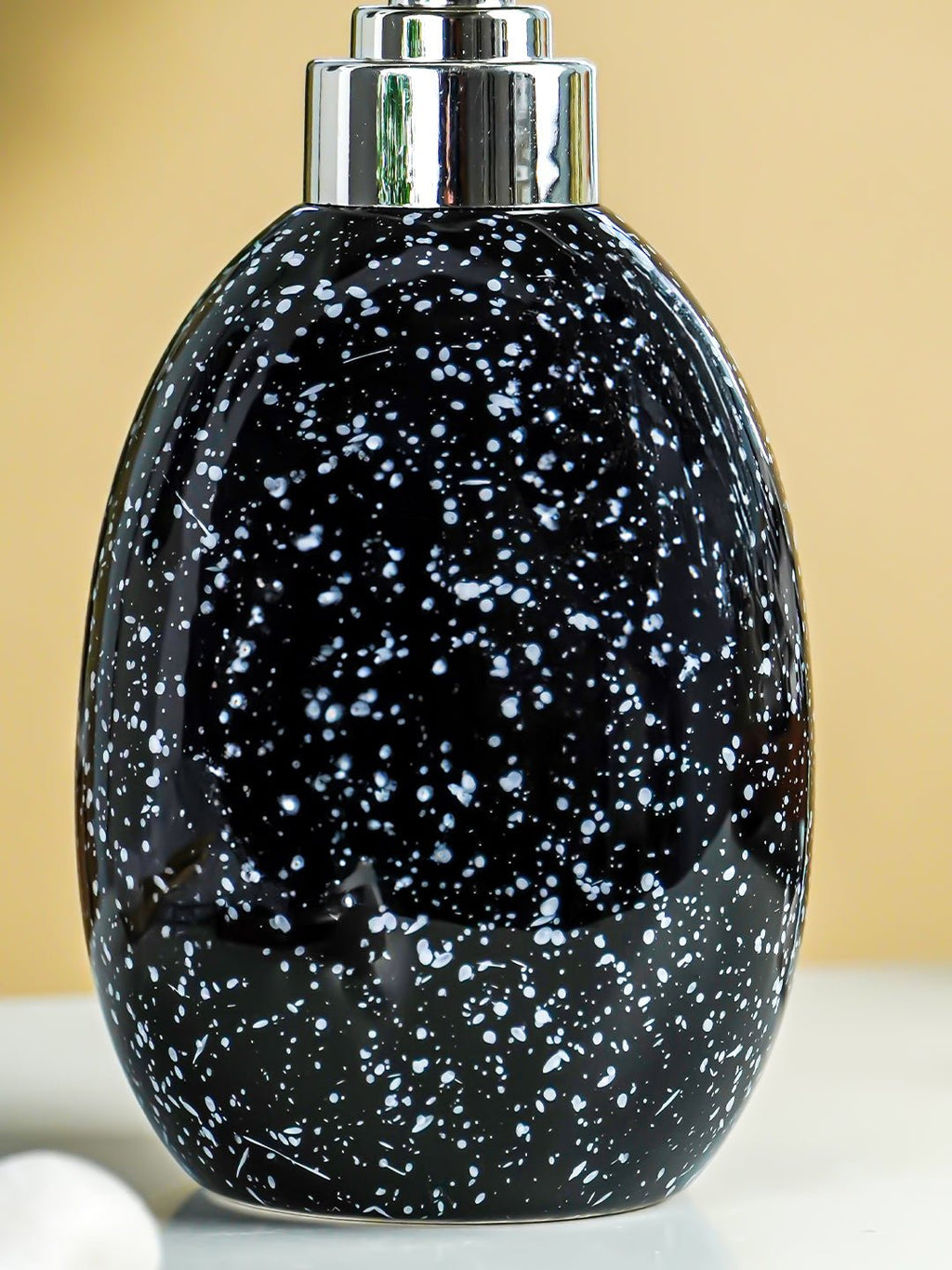 Black Glossy Speckled Ceramic Soap Dispenser - The Golden Theory