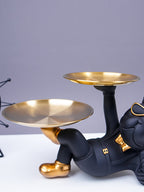 Black & Gold Bulldog Tray Stand with Sunglasses - The Golden Theory
