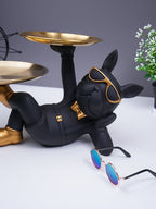 Black & Gold Bulldog Tray Stand with Sunglasses - The Golden Theory