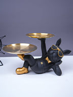 Black & Gold Bulldog Tray Stand with Sunglasses - The Golden Theory