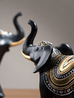 Black & Gold Elephant Figurine Set - The Golden Theory