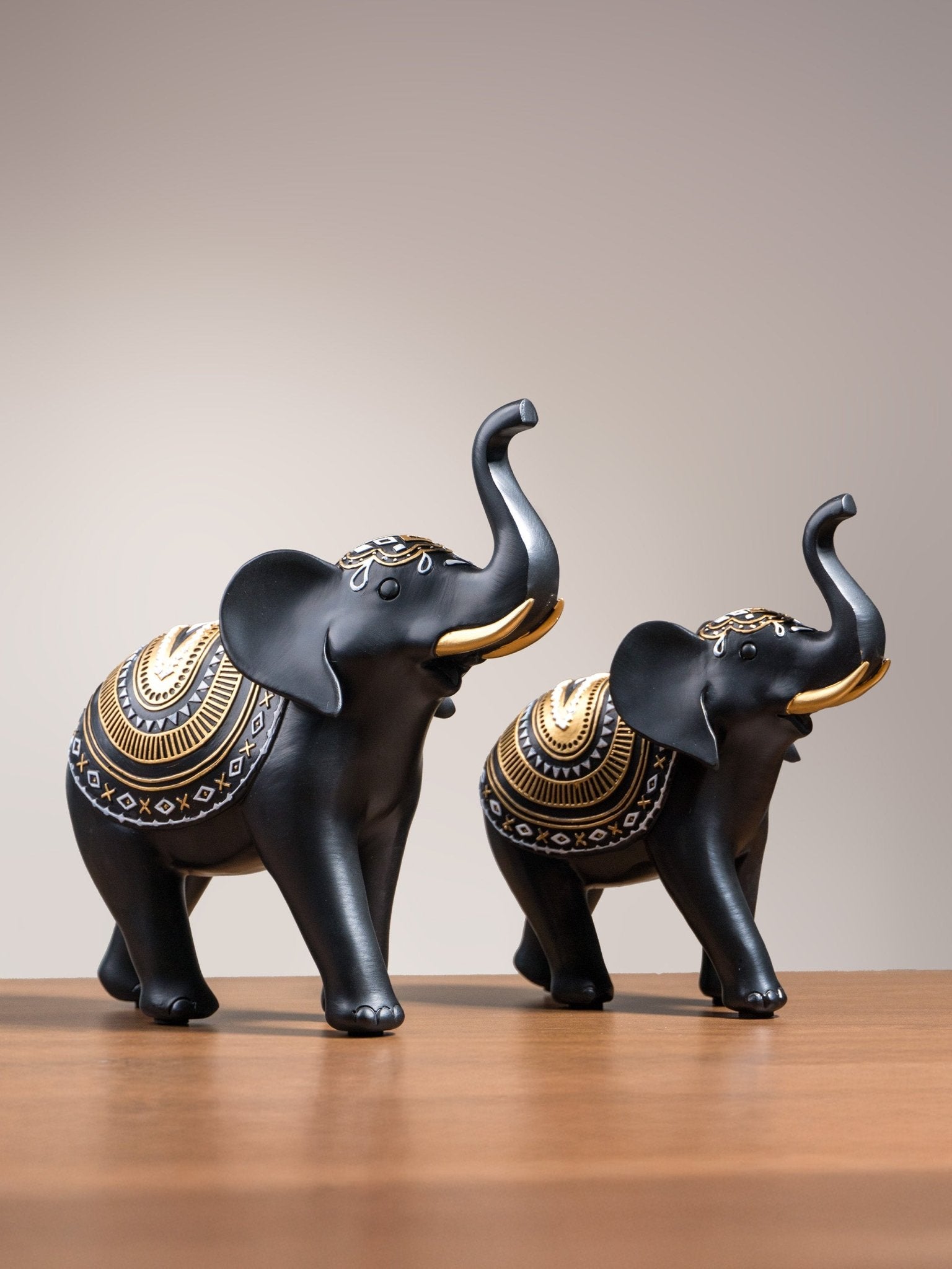 Black & Gold Elephant Figurine Set Secondary image