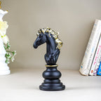 Black Horse Head Sculpture with Golden Mane - The Golden Theory