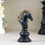 Black Horse Head Sculpture with Golden Mane - The Golden Theory