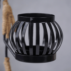 Black Iron Candle Holder with Jute Wrapped Design - The Golden Theory
