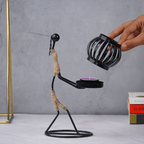Black Iron Candle Holder with Jute Wrapped Design - The Golden Theory