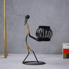 Black Iron Candle Holder with Jute Wrapped Design - The Golden Theory