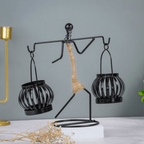 Black Metal Balance Sculpture with Rope Detail - Unique Lantern Design - The Golden Theory