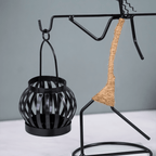 Black Metal Balance Sculpture with Rope Detail - Unique Lantern Design - The Golden Theory
