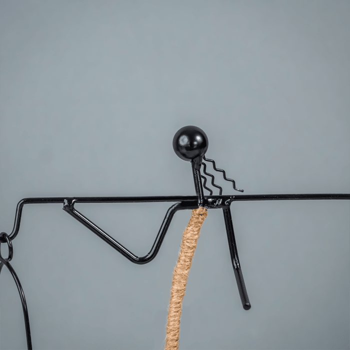 Black Metal Balance Sculpture with Rope Detail - Unique Lantern Design - The Golden Theory