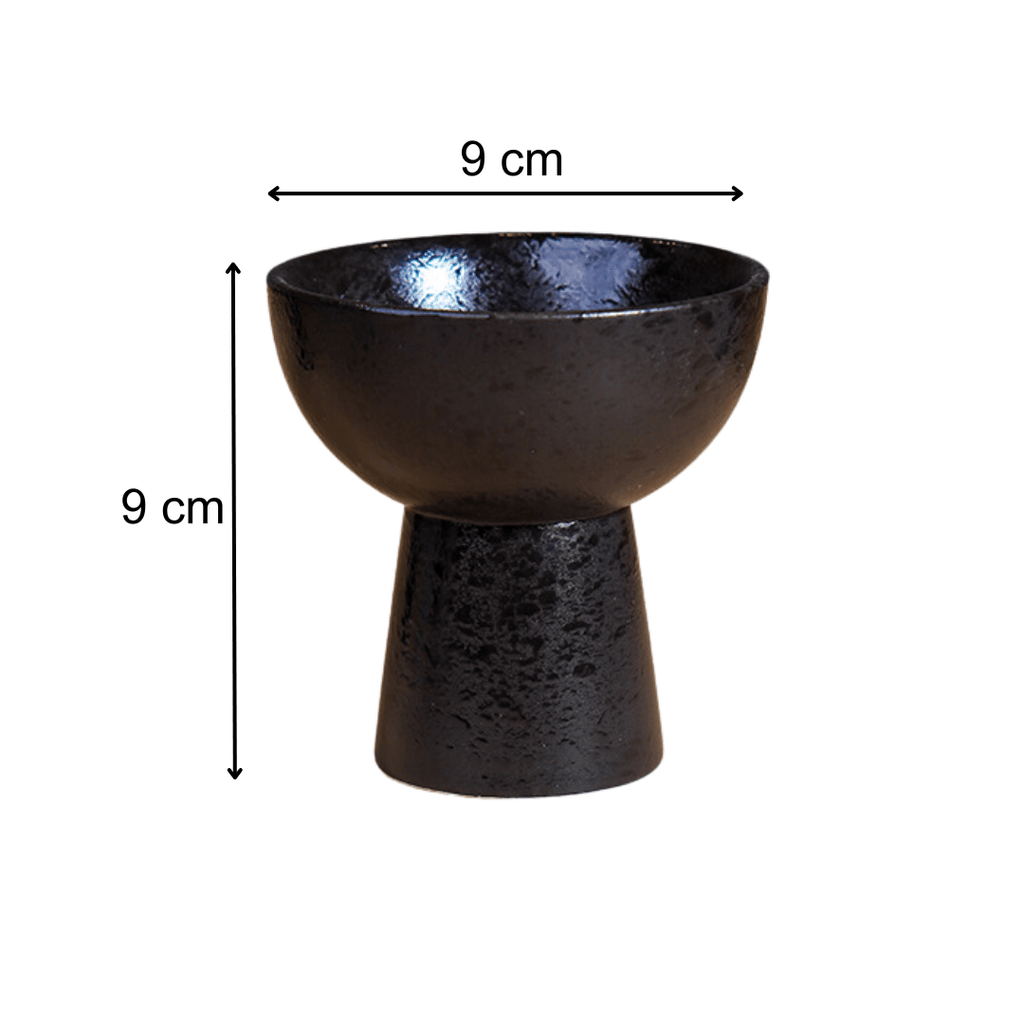 Black Pedestal Ceramic Bowls Set of 4 - The Golden Theory