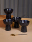 Black Pedestal Ceramic Bowls Set of 4 - The Golden Theory