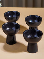 Black Pedestal Ceramic Bowls Set of 4 - The Golden Theory