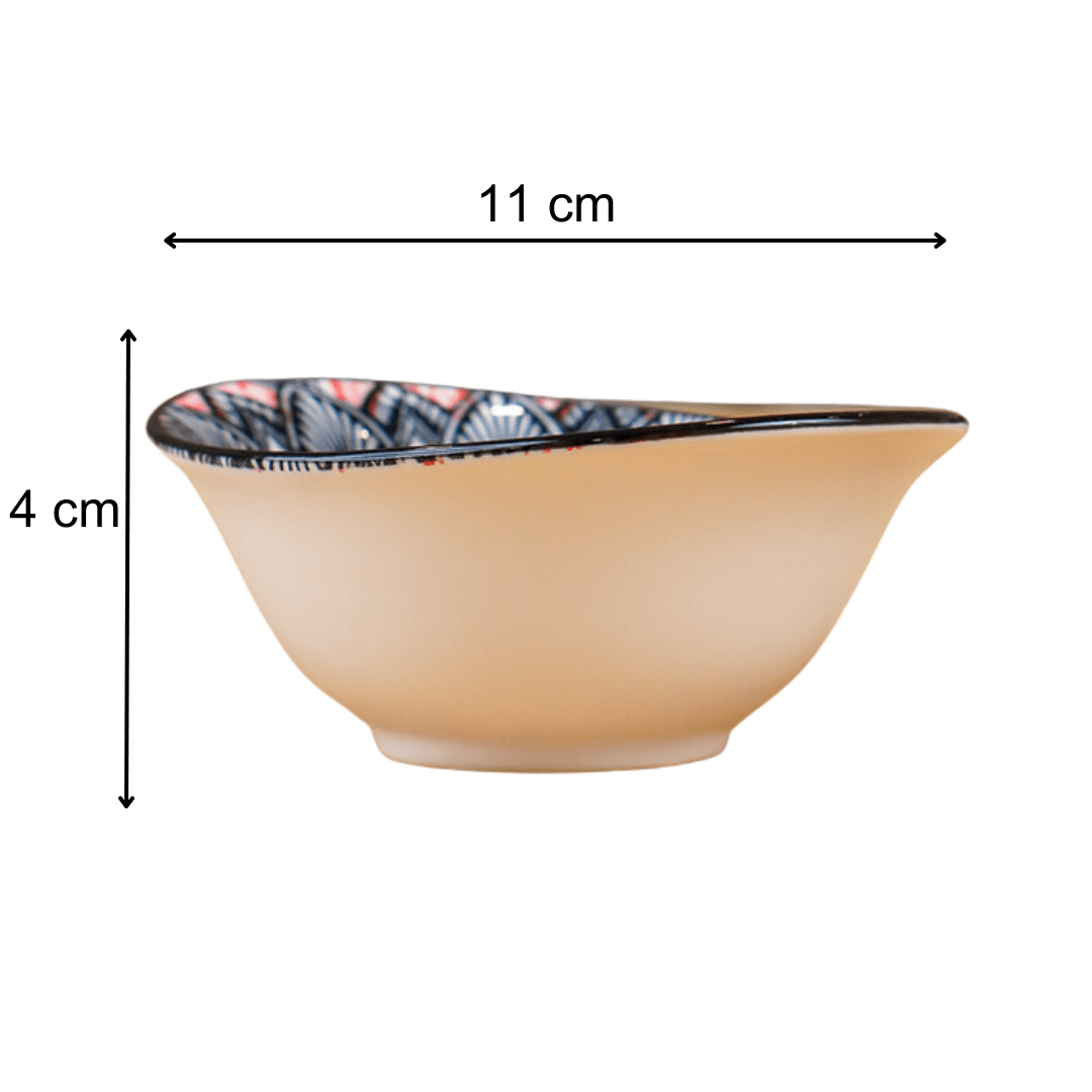 Black & Red Floral Long Ceramic Bowls Set of 3 - The Golden Theory