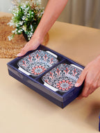 Black & Red Midnight Square Ceramic Bowls Set of 2 - The Golden Theory