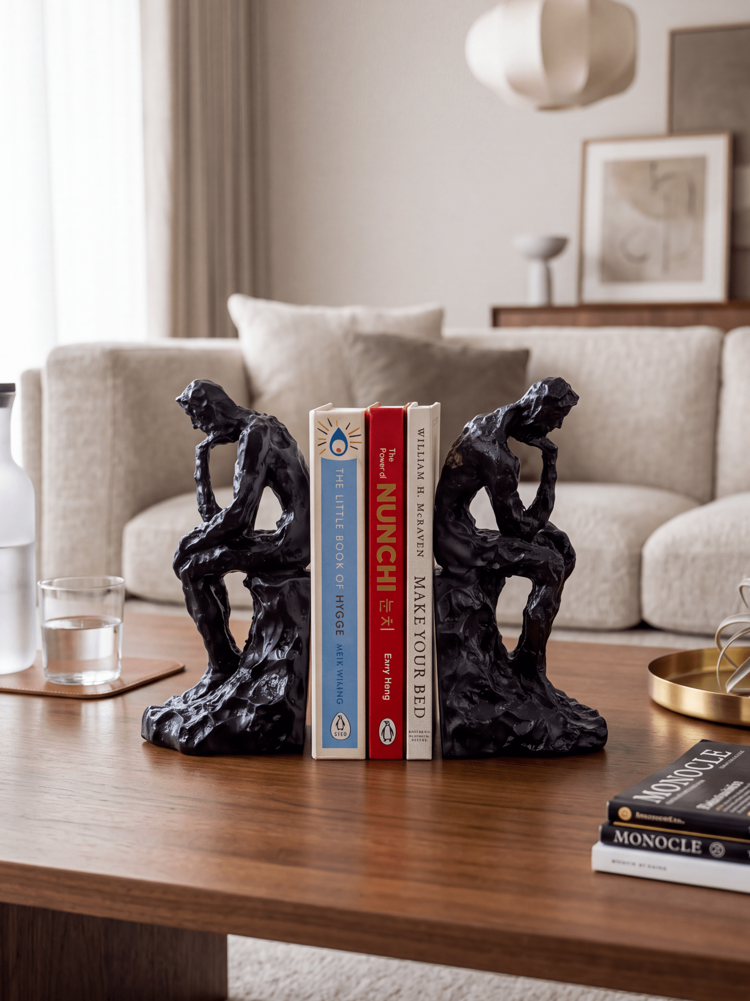 Black Sculptural Figure Bookend Set Secondary image