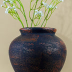 Black Vase with Rustic Finish - The Golden Theory
