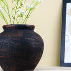 Black Vase with Rustic Finish - The Golden Theory