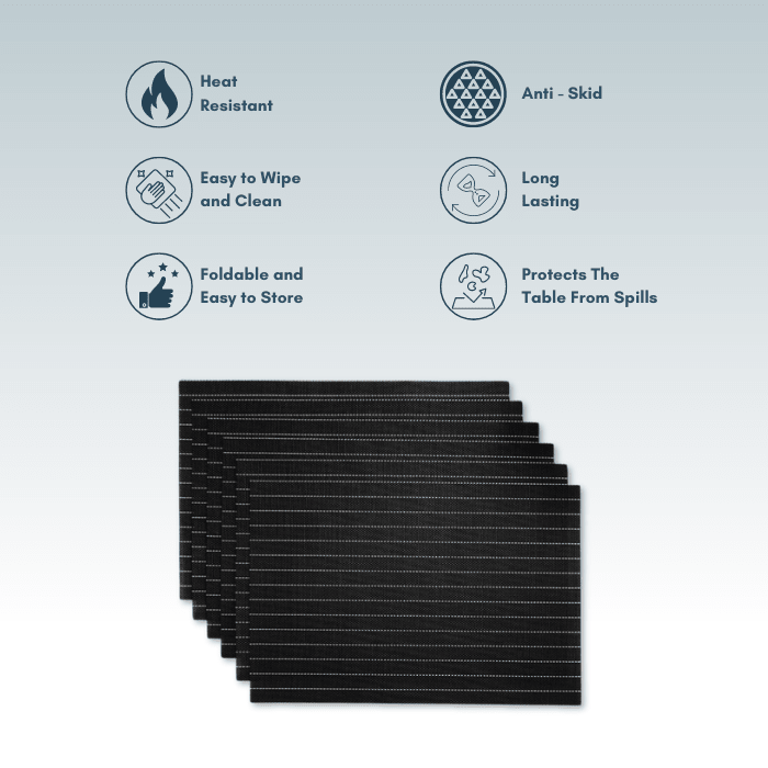 Black Waterproof Table Mats | Set of 2,4,6 - The Golden Theory