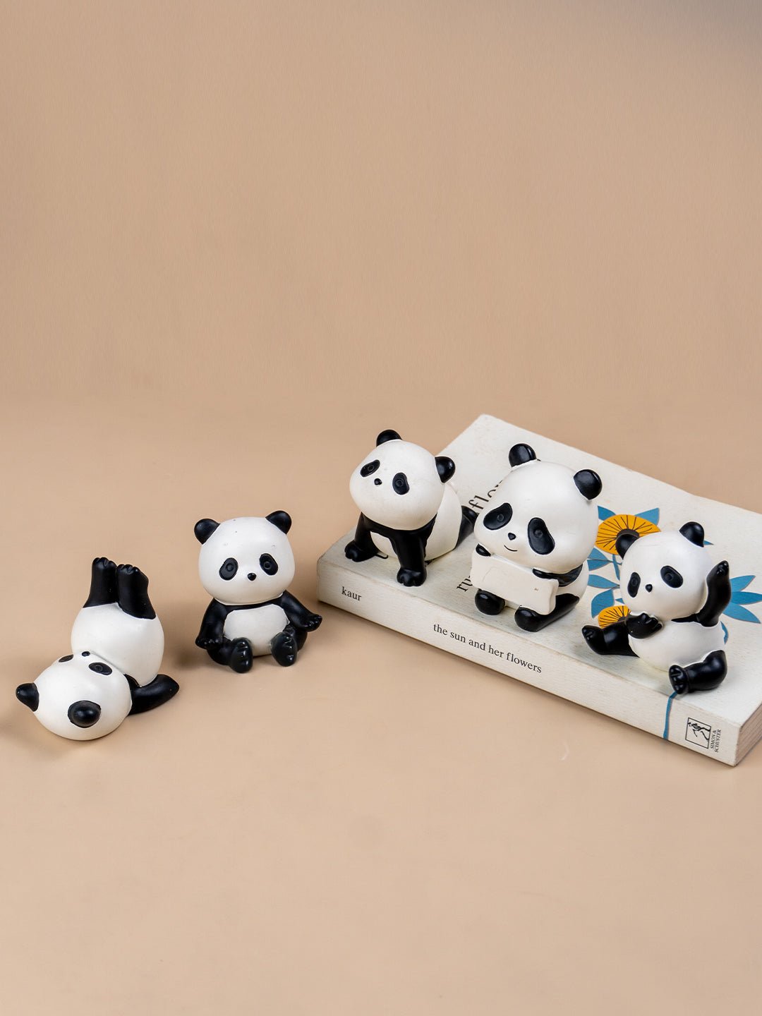 Black & White Playful Panda Figurine Set of 5 - The Golden Theory