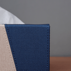 Blue and Beige Tissue Box Holder with Faux Leather Cover - The Golden Theory