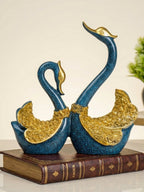 Blue and Gold Swan Figurines - The Golden Theory