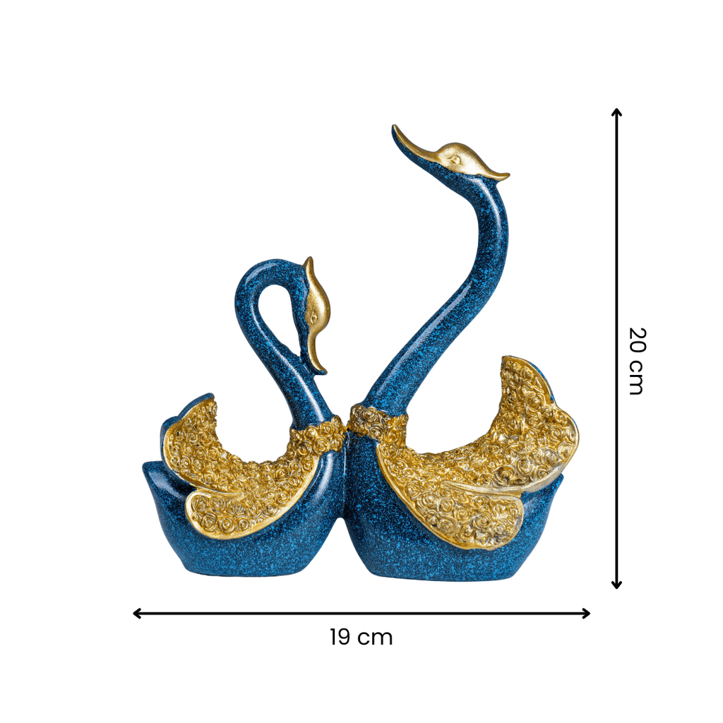 Blue and Gold Swan Figurines - The Golden Theory