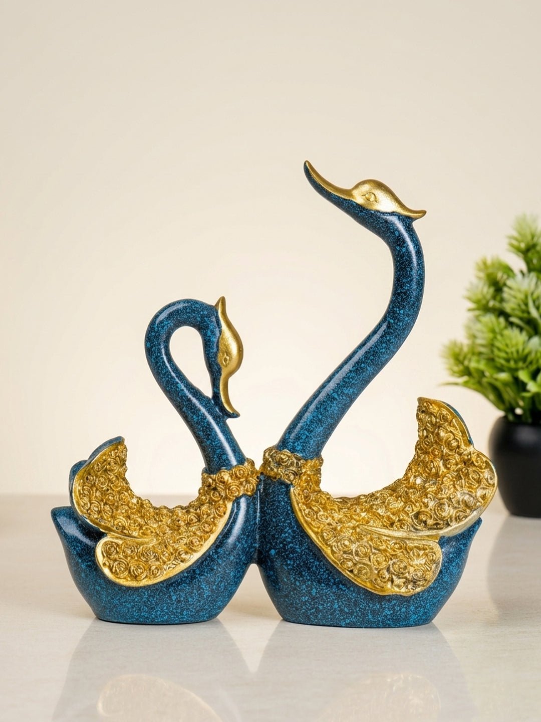 Blue and Gold Swan Figurines Secondary image