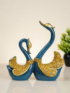 Blue and Gold Swan Figurines - The Golden Theory