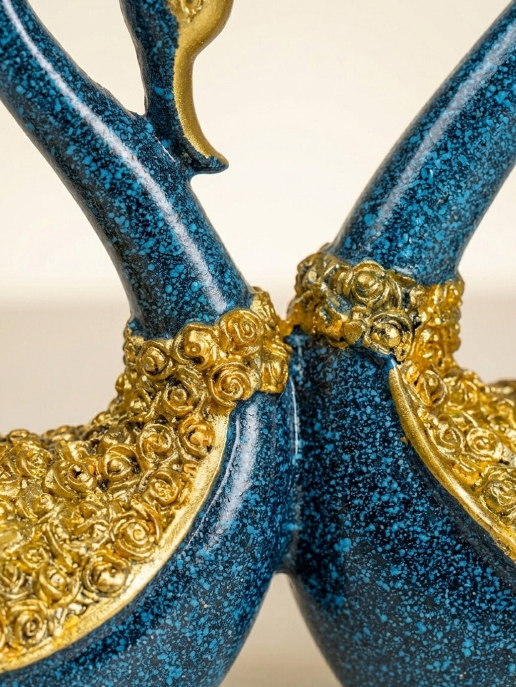 Blue and Gold Swan Figurines - The Golden Theory
