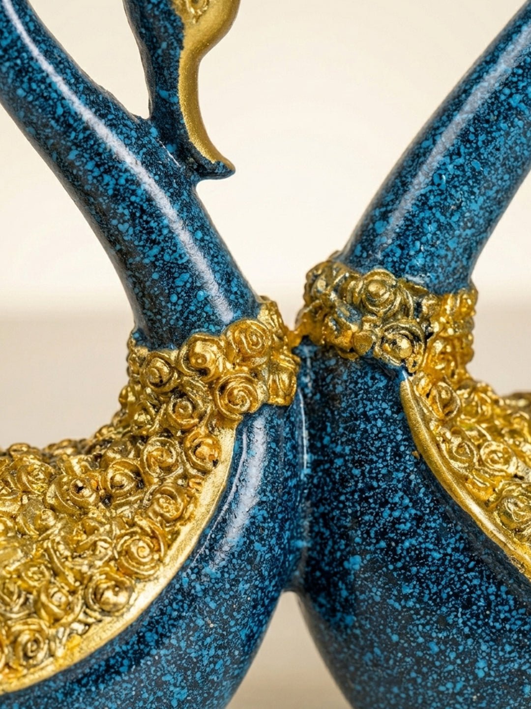 Blue and Gold Swan Figurines - The Golden Theory