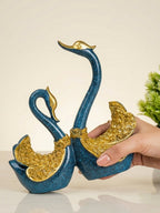 Blue and Gold Swan Figurines - The Golden Theory