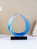 Blue and Silver Abstract Wave Sculpture - The Golden Theory