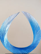 Blue and Silver Abstract Wave Sculpture - The Golden Theory